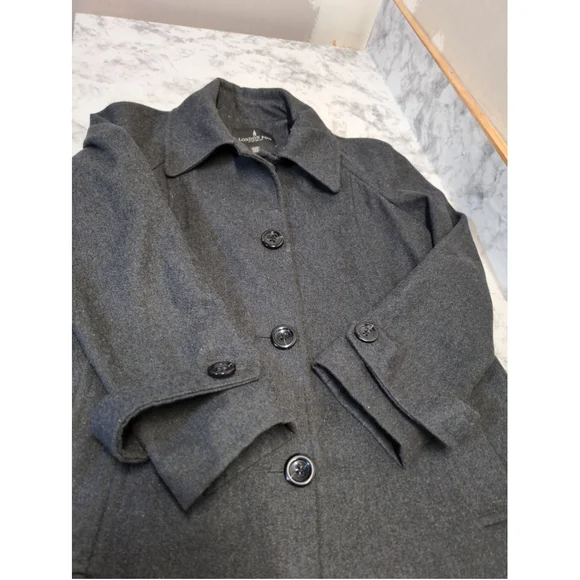 London Fog Wool Charcoal Black Women Dressy Peacoat Size M Quiet Luxury Oldmoney - Picture 9 of 11